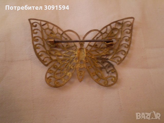 Ретро брошка филигран Пеперуда, снимка 5 - Други ценни предмети - 33987272
