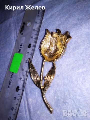ПОЗЛАТЕНА ФЛОРАЛНА АР НУВО СТИЛ КРИСТАЛНА БРОНЗОВА БРОШКА ЦВЕТЕ / ЛИПСВА й ИГЛАТА! 37035, снимка 8 - Други - 39934790