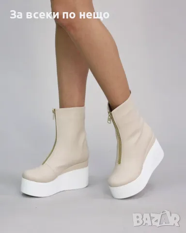Дамски Боти На Платформа - Кожа - 2 Налични Цвята Код D1764, снимка 3 - Дамски боти - 48938563