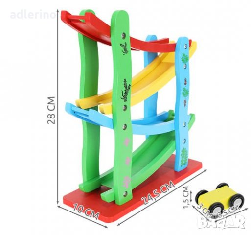 Детска игра Авто-пързалка, пързалка за колички, дървена писта, детска писта, снимка 7 - Коли, камиони, мотори, писти - 34447268