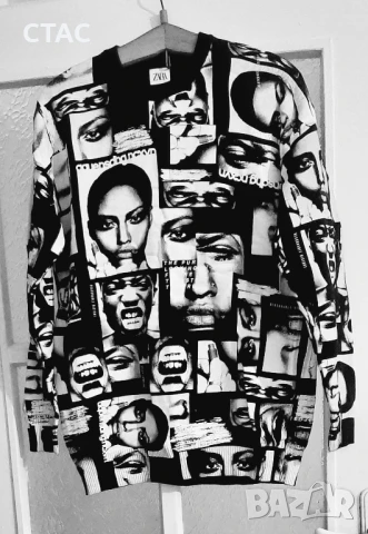 Нова оригинална и ефектна блузаZARA/хубави черно-бели нюанси/