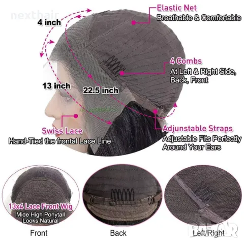 Естествена къса черна афро къдрава перука с дантела лейс фронт, снимка 11 - Аксесоари за коса - 47940853