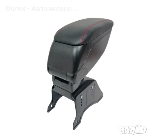 Универсален луксозен подлакътник за автомобил – черна кожа с червен шев, снимка 2 - Аксесоари и консумативи - 53730122