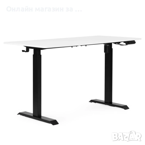Електрическо бюро, 140x70 см, регулируема височина 76-121 см, бял с черен, ModernHome, снимка 6 - Бюра - 53781692