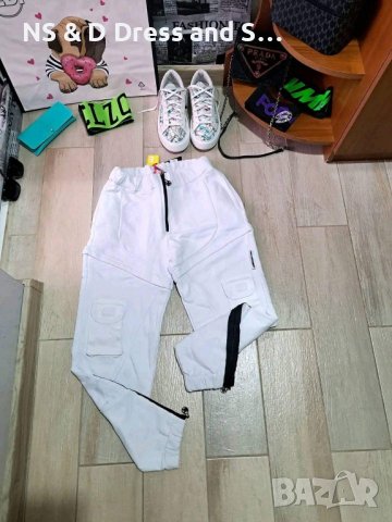 Дамски бял атрактивен спортно елегантен панталон, снимка 2 - Спортни екипи - 38345056