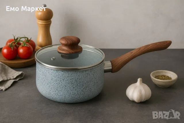 Касерола с капак Voltz  Siena, 18x8см.\2л., Мраморно каменно керамично покритие, снимка 3 - Съдове за готвене - 50192749