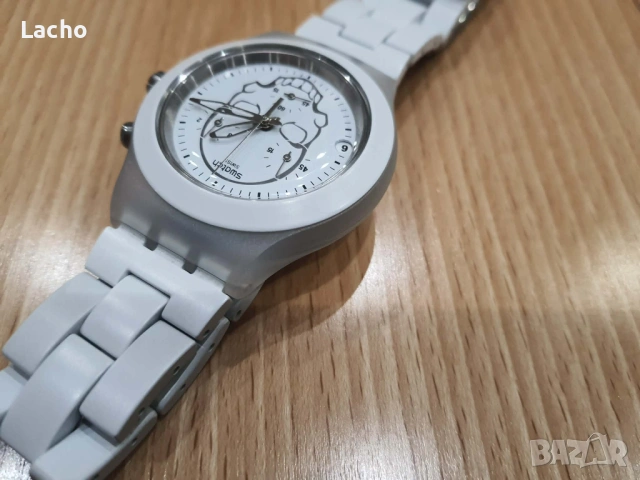 Swatch Full-Blooded White Skull SVCW4000AG – Irony Diaphane Chrono, 43mm, Swiss Made, снимка 4 - Мъжки - 53624026
