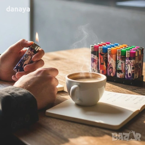 6326 Пиезо запалка с декор евро банкноти, снимка 3 - Други - 53825869