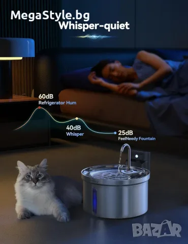 Безжична автоматична поилка за котки и малки кучета FEELNEEDY (3.5L), Фонтан със сензор за движение, снимка 3 - За котки - 56004380