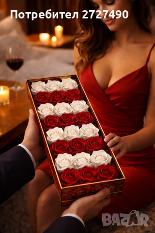 Луксозна подаръчна кутия с 21 сапунени рози, снимка 4 - Изкуствени цветя - 53328925