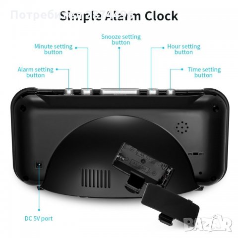 806 Електронен настолен постоянно светещ часовник с аларма за стая на ток, снимка 5 - Други стоки за дома - 34657974
