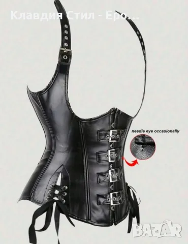 🎀 Кожен корсет с открит бюст, размер М/L, снимка 2 - Корсети, бюстиета, топове - 48141334