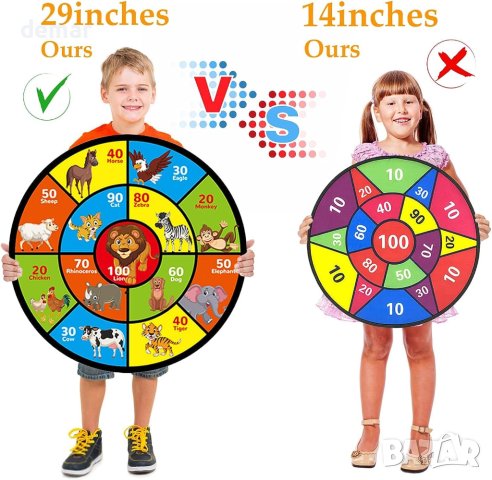 Дартс дъска за деца - 74 см двустранна велкро дъска за дартс, снимка 5 - Игри и пъзели - 42142050