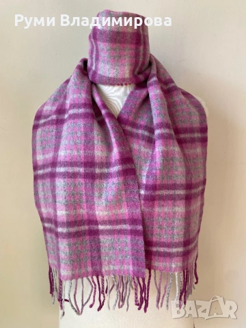 Кариран, лилав мъжки шал Ballantrae от 100 % вълна