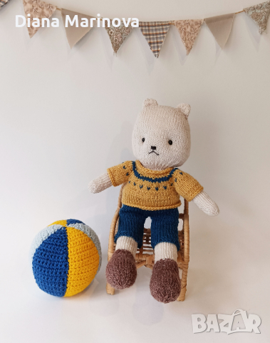Мече с блузка и панталонки, плетени играчки, играчка ръчна изработка, плетено мече, снимка 5 - Други - 44602135