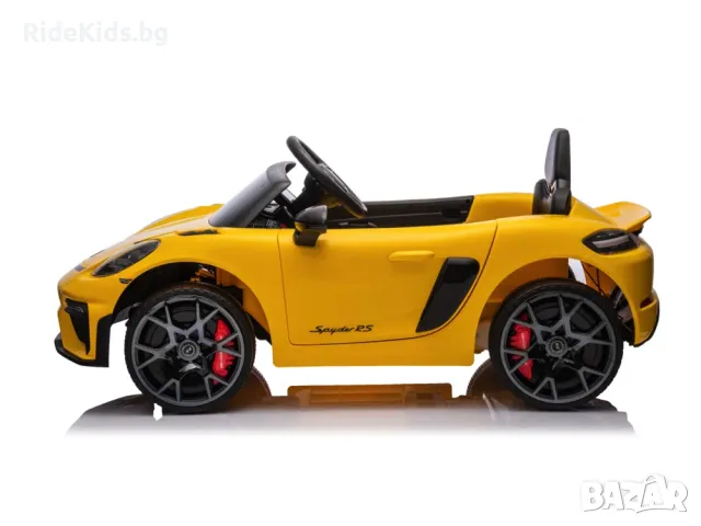 Porsche Spyder RS 12V – Детска акумулаторна кола, Жълта, EVA гуми, снимка 6 - Детски велосипеди, триколки и коли - 49731246