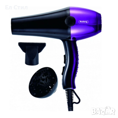 Сешоар Rosberg 2000W с дифузер – Бързо сушене, повече обем и пълен контрол всеки ден, снимка 5 - Сешоари - 53585694