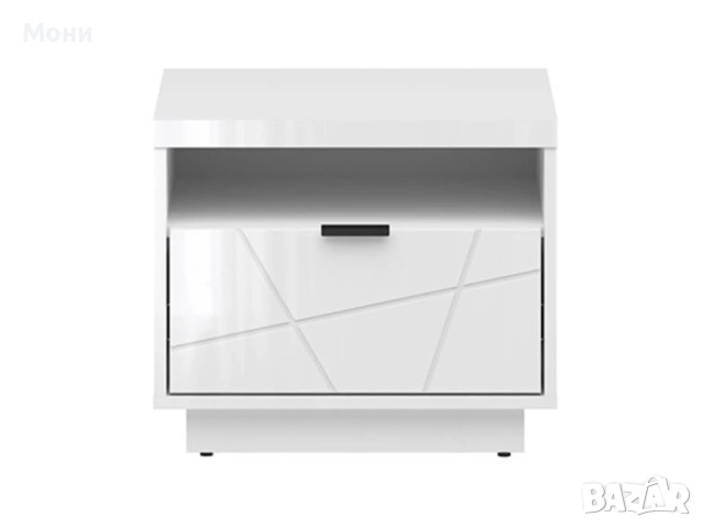 Нощно шкафче FORN KOM1S корпус и фронт бял лак   Материал - ПДЧ   Цвят - корпус и фронт бял лак   Ви