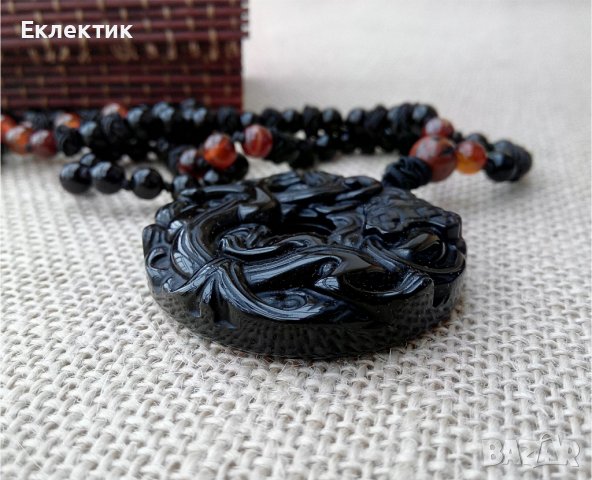 Амулети от естествен обсидиан с гердани, снимка 17 - Колиета, медальони, синджири - 38903566