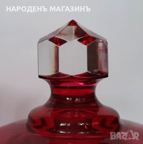 Кристална бонбониера розово червен цвят цветен кристал рядък модел, снимка 7 - Други ценни предмети - 51910944