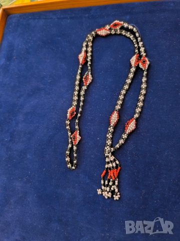 две старинни колиета от мъниста синци за народна носия, снимка 4 - Антикварни и старинни предмети - 53146949