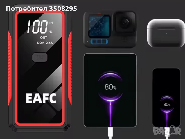 НАМАЛЕН ОТ 240 ЛВ! Най-добрият МОЩЕН ДЖЪМП СТАРТЕР-стартерно устройство, снимка 5 - Аксесоари и консумативи - 50530032