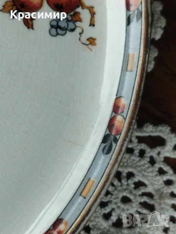 Есенни цветове Винтидж плато произведено в Англия с плодови мотиви. 30-те години на миналия век. , снимка 4 - Антикварни и старинни предмети - 50591852