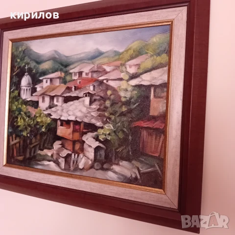 Маслена картина със селски пейзаж, снимка 3 - Картини - 50782134