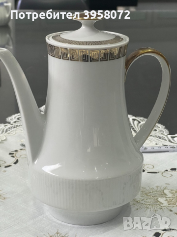 Порцелан Winterling Bavaria чайник с Латиера с златисто, снимка 5 - Сервизи - 44758046