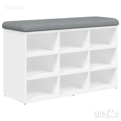 vidaXL Пейка за обувки, бяла, 82x32x50 см, инженерно дърво