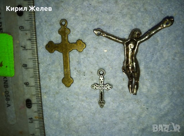 ЛОТ ТРИ СТАРИ МЕТАЛНИ КРЪСТЧЕТА РАЗПЯТИЕ 39223, снимка 11 - Колиета, медальони, синджири - 42091078