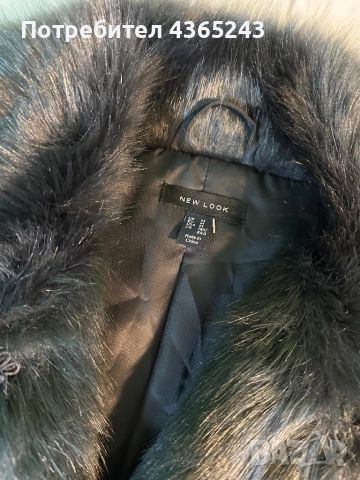 Дамско черно палто/ яке с косъм Чисто НОВО! Размер М, снимка 8 - Якета - 52577034