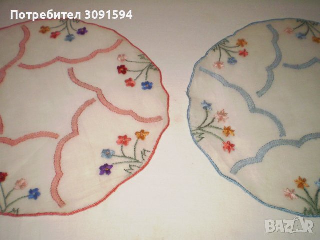 2 стари ретро салфетки от 30-те години на миналия век, ръчно бродирани, снимка 4 - Други ценни предмети - 42275494