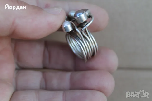 Уникален дамски сребърен пръстен с перли, снимка 11 - Пръстени - 50209936