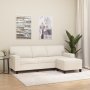 3-местен диван с табуретка, кремав, 180 см, изкуствена кожа, снимка 1 - Дивани и мека мебел - 40461677