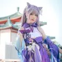 Аниме косплей лилава перука с две опашки Genshin Impact Keqing Cosplay, снимка 3