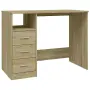 vidaXL Бюро с чекмеджета, сонома дъб, 102x50x76 см, инженерно дърво, снимка 1