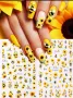 F1072 F1073 Слънчоглед слънчогледи и пчели татос слайдер ваденки водни стикери за нокти маникюр, снимка 1