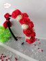Диадема за коса с рози и панделка с шевица , снимка 1 - Шноли, диадеми, ленти - 35700901