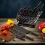Комплект кухненски ножове 17 части със стойка и ножица от неръждаема стомана, снимка 4