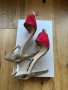 Mango сандали на висок ток в червено и златисто, снимка 1 - Дамски обувки на ток - 42568395