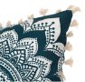 Декоративна  възглавница, Mandala Tassels, 45x45cм,  Петролно/бяла, снимка 3
