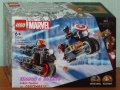 Продавам лего LEGO Super Heroes 76260 - Мотоциклети на Черната вдовица и Капитан Америка, снимка 1 - Образователни игри - 41411351