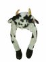 Шапка Ahelos, Крава, Подвижни уши, Плюшена ,Бял/черен, снимка 1 - Други - 42236675