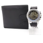 Подаръчен комплект за мъж- Марков портфейл от естествена кожа и часовник, снимка 1