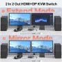 Alxum Displayport HDMI KVM превключвател за 2 монитора и 2 компютъра, 4k 60hz USB 3.0, снимка 4