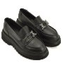 Модерни дамски уолфъри в черен цвят изработени изцяло от естествена кожа , снимка 1 - Дамски ежедневни обувки - 42259252