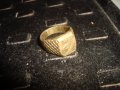 СТАР ПОЗЛАТЕН БРОНЗОВ ПРЪСТЕН ОРНАМЕНТИРАН РЪЧНО МАЙСТОРСКА АРТ ДЕКО ИЗРАБОТКА МАСИВЕН 25123, снимка 7