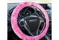 калъф за волан на автомобил розов плюш велур M 37-39см, снимка 1