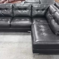 Черен кожен ъглов диван - естествена кожа, снимка 4 - Дивани и мека мебел - 40284648